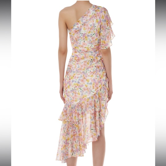 AMUR Clayton dress — floral one shoulder size 4 - Picture 4 of 6